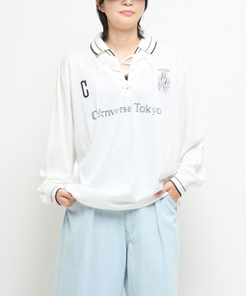 CONVERSE TOKYO tシャツ LACE-UP COLLAR SOCCER LONGSLEEVE TEE