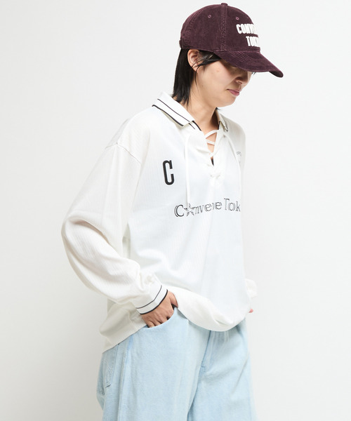 CONVERSE TOKYO tシャツ LACE-UP COLLAR SOCCER LONGSLEEVE TEE
