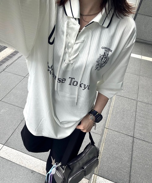 CONVERSE TOKYO tシャツ LACE-UP COLLAR SOCCER LONGSLEEVE TEE