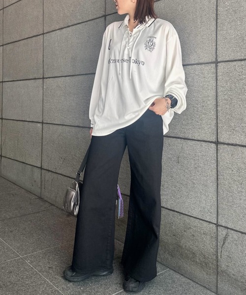 CONVERSE TOKYO tシャツ LACE-UP COLLAR SOCCER LONGSLEEVE TEE