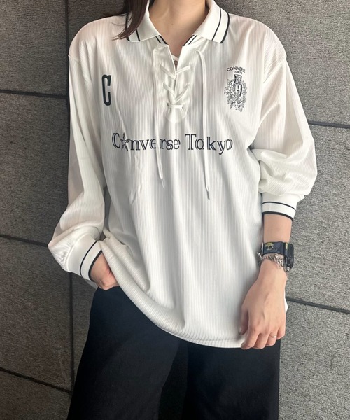 CONVERSE TOKYO tシャツ LACE-UP COLLAR SOCCER LONGSLEEVE TEE