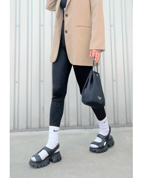 「R&E」 フラットサンダル M ブラック×ホワイト レディース_画像7