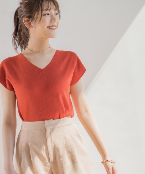 「Andemiu」 半袖ニット FREE オレンジ レディース_画像4