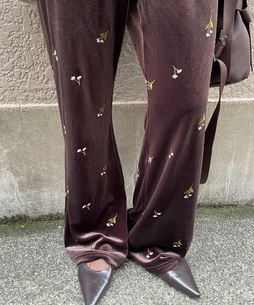 AIC. パンツ 刺繍ベロアイージーパンツ レディース : ZOZOTOWN Yahoo