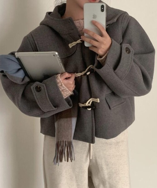 ダッフルコート コート ダッフルコート風ショートジャケット