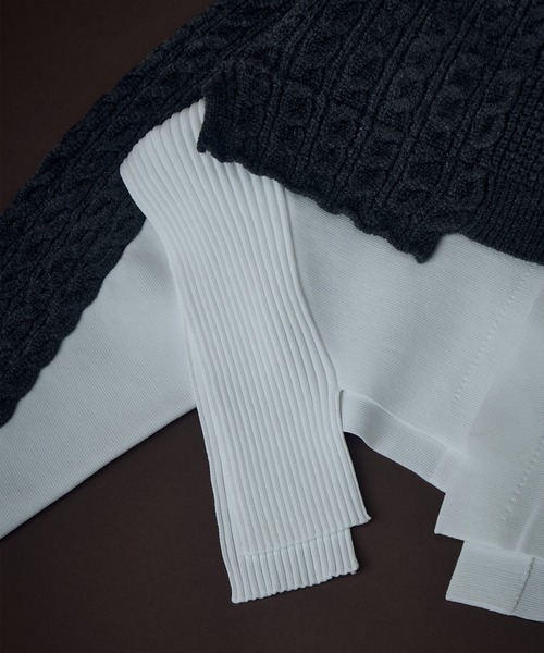 アンスリード CABLE LAYER KNIT TOP ニット セーター 長袖 UN3D.（アンスリード）の「CABLE LAYER KNIT TOP / ケーブルレイヤー