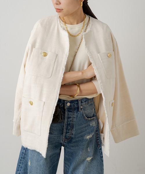 Loungedress（ラウンジドレス） ツイードジャケット FREE ホワイト