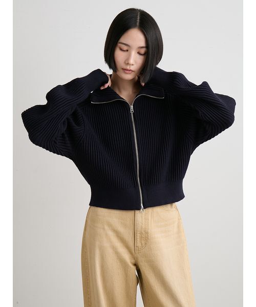 MIESROHE（ミースロエ） カーディガン ハイネックニットジップアップ