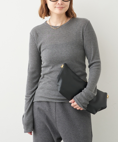 Deuxieme Classe (ドゥーズィエムクラス) ロンT/Long Sleeve Tee Shirt ブラック FREE Deuxieme Classe（ドゥーズィエムクラス） tシャツ テレコ ロング