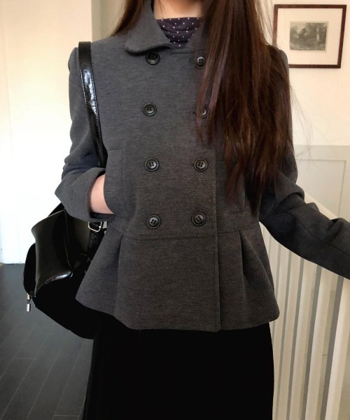 mayu 　PRADA ピーコート　ショートコート　ブラック　40 リボン mayu 様専用 PRADA ピーコート ショートコート ブラック 40 リボン