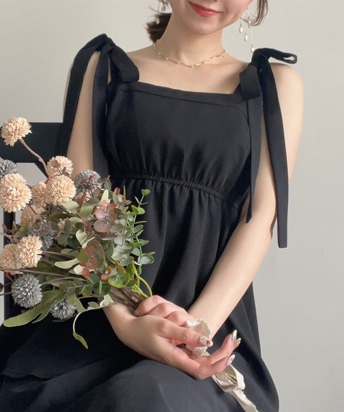 「junoah」 ノースリーブワンピース MEDIUM イエロー レディース_画像2