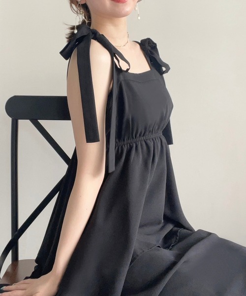 「junoah」 ノースリーブワンピース MEDIUM イエロー レディース_画像4