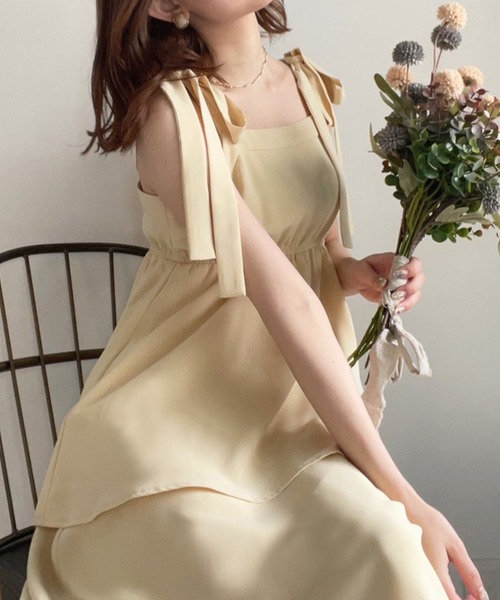 「junoah」 ノースリーブワンピース MEDIUM イエロー レディース_画像8