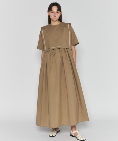 「PERNA」 半袖ワンピース MEDIUM ベージュ レディース