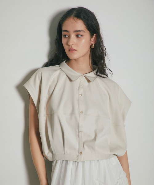 ARVELLIA ブラウス シャツ TUCKED SHORT VEST レディース : ZOZOTOWN
