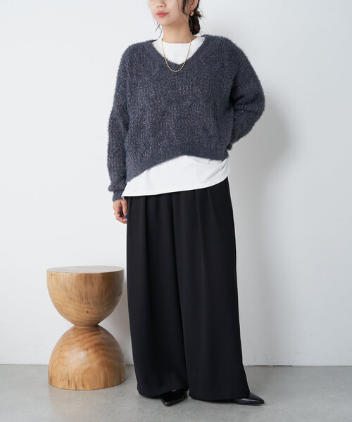 「Jena espace merveilleux」 長袖ニット FREE チャコールグレー レディース_画像2