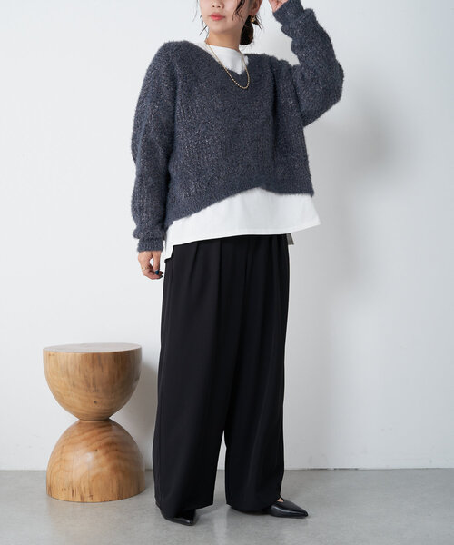 「Jena espace merveilleux」 長袖ニット FREE チャコールグレー レディース_画像4