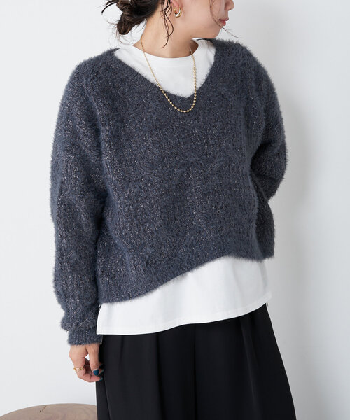 「Jena espace merveilleux」 長袖ニット FREE チャコールグレー レディース_画像8