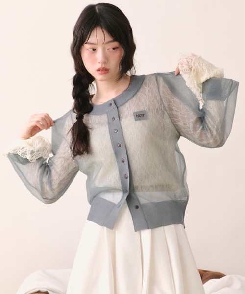loin nuit カーディガン sheer color button cardigan / シアーカラー