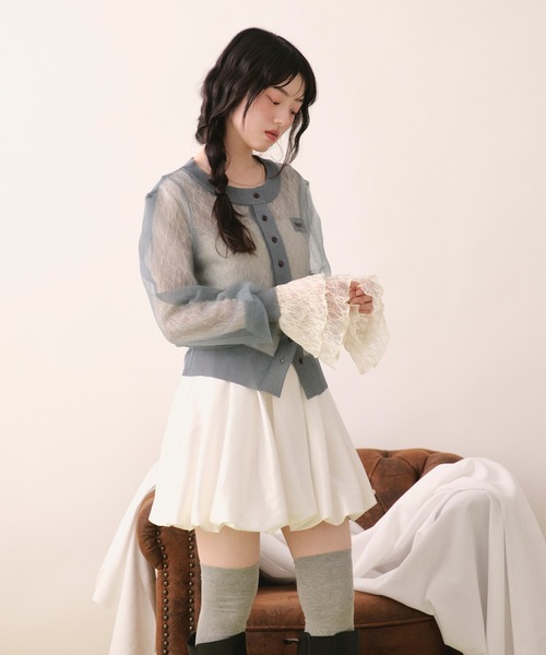 loin nuit カーディガン sheer color button cardigan / シアーカラー