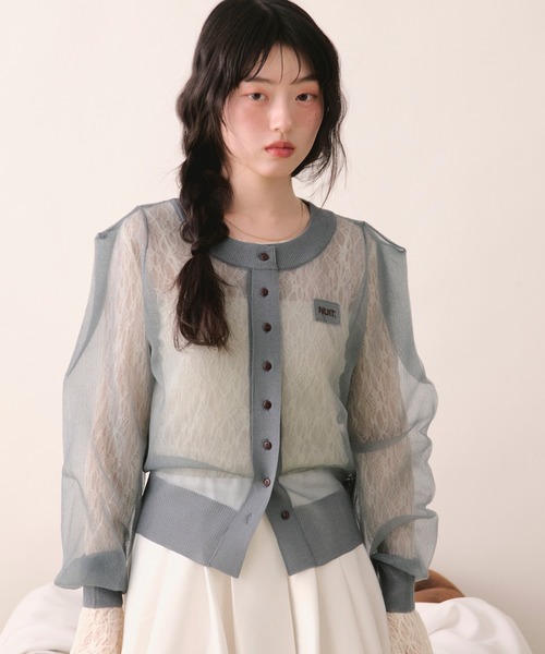 loin nuit カーディガン sheer color button cardigan / シアーカラー