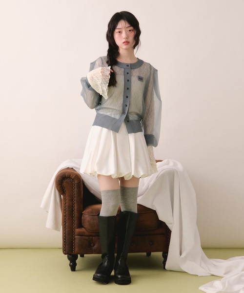 loin nuit カーディガン sheer color button cardigan / シアーカラー