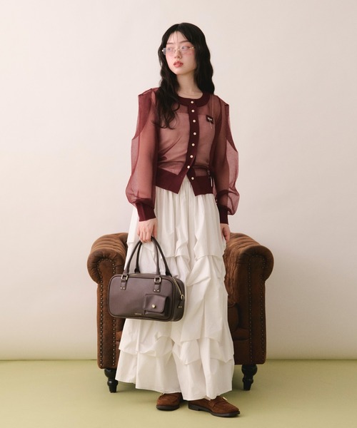 loin nuit カーディガン sheer color button cardigan / シアーカラー