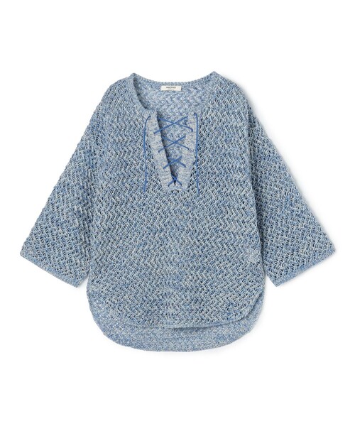 MACPHEE - 3698 未使用 マカフィー ニット セーター レディース　編み込み　７分袖 MACPHEE（マカフィー） ニット セーター ギマメッシュ レースアップ