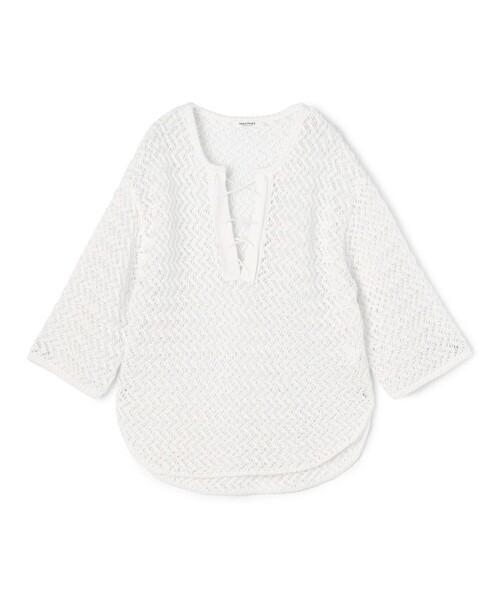 MACPHEE - 3698 未使用 マカフィー ニット セーター レディース　編み込み　７分袖 MACPHEE（マカフィー） ニット セーター ギマメッシュ レースアップ