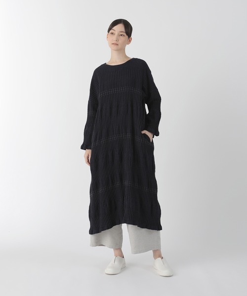 Plantation ロングワンピース Mサイズ 白黒 Plantation（プランテーション） 長袖ワンピース M size オフホワイト