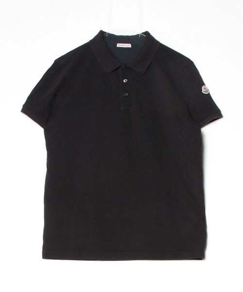 MONCLER ブラック ポロシャツ　L MONCLER（モンクレール） 半袖ポロシャツ L ブラック メンズ
