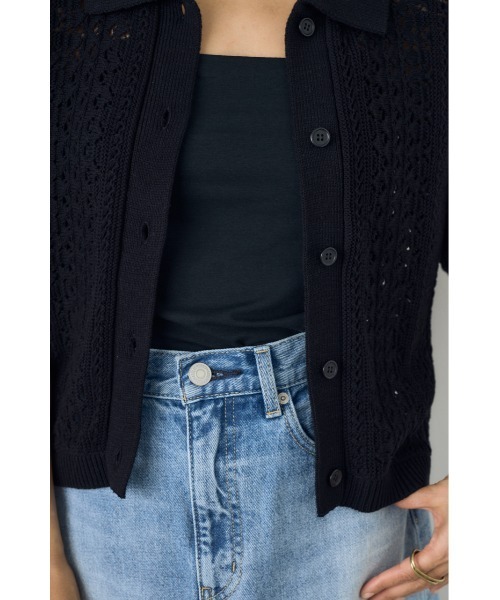 AZUL BY MOUSSY（アズールバイマウジー） カーディガン 半袖 クロシェ