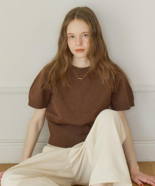 OLUN ハーフスリーブニット ベージュ M OLUN サマーニット ニット セーター half sleeve knit/ハーフスリーブ