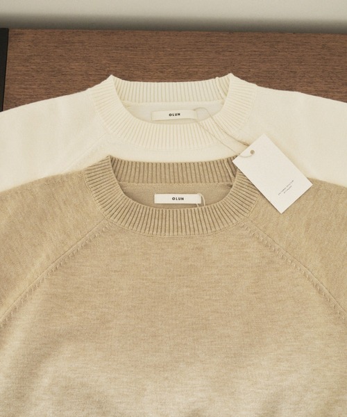 OLUN ハーフスリーブニット ベージュ M OLUN サマーニット ニット セーター half sleeve knit/ハーフスリーブ