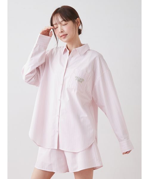 【新品未使用】gelato pique ラベンダー ストライプ ルームウェア上下 gelato pique（ジェラートピケ） パジャマ ルームウェア 「UVカット