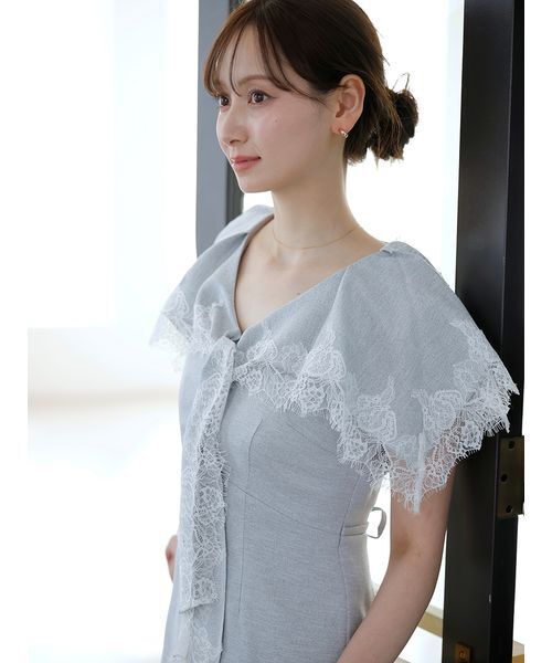 SNIDEL（スナイデル） ワンピース ヘムレースフリルカラーワンピース