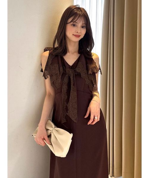 SNIDEL（スナイデル） ワンピース ヘムレースフリルカラーワンピース