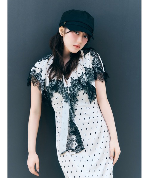 SNIDEL（スナイデル） ワンピース ヘムレースフリルカラーワンピース
