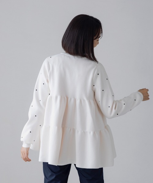 「Sono」 ニットカーディガン F ホワイト×ブラック レディース_画像3