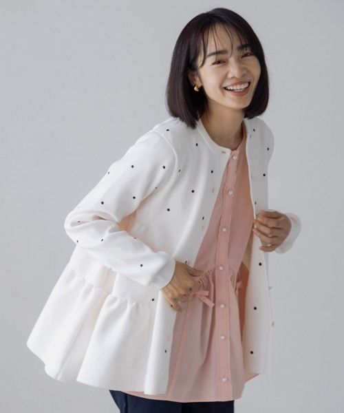 「Sono」 ニットカーディガン F ホワイト×ブラック レディース_画像4