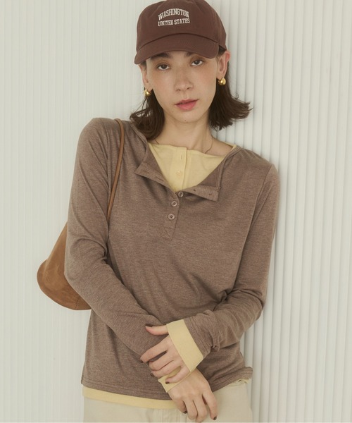 「ANGIE」 長袖カットソー LARGE チャコール レディース_画像3