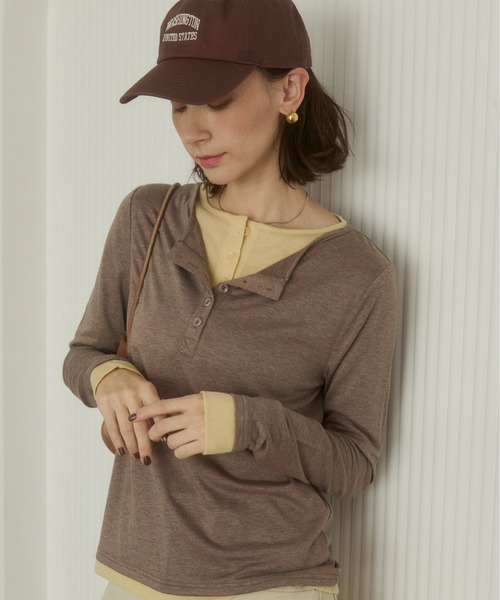「ANGIE」 長袖カットソー LARGE チャコール レディース_画像5