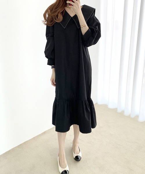 「Dewlily」 長袖ワンピース M ベージュ レディース_画像5