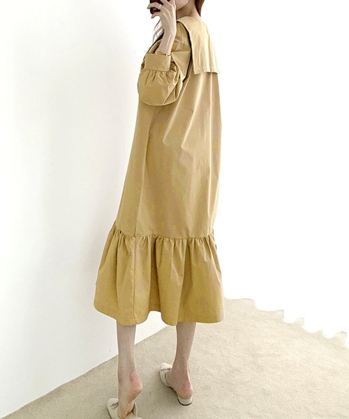 「Dewlily」 長袖ワンピース M ベージュ レディース_画像7