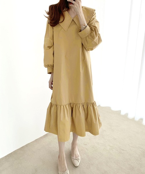 「Dewlily」 長袖ワンピース M ベージュ レディース_画像9