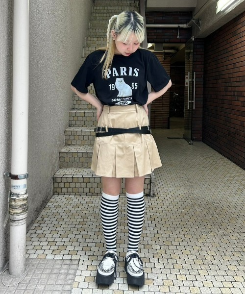 「Candy Stripper」 半袖Tシャツ 1 ブラック レディース_画像9