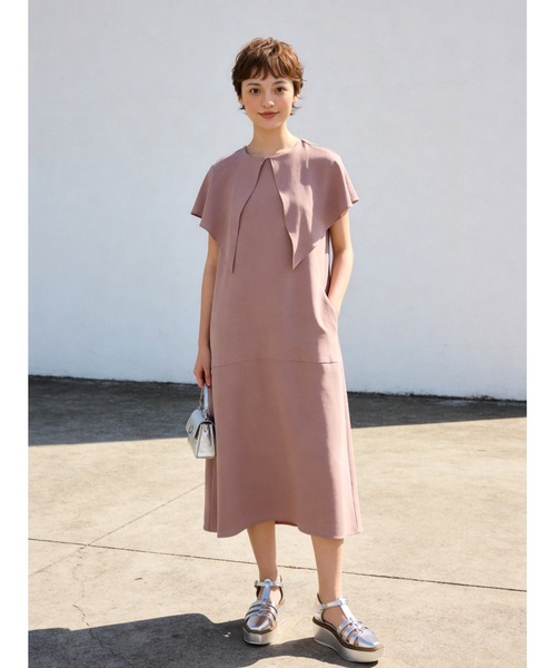 新品未使用 ebure 36 2WAY ケープ風デザイン ノースリーブワンピース Sew loop ワンピース 夏 ケープ風衿ノースリーブAラインワンピース