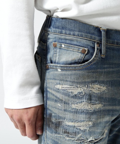 「surt」 スキニーデニムパンツ L ブルー メンズ_画像7