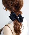 ヘアクリップ シックカラーリボンのサテンバナナ...の詳細画像5