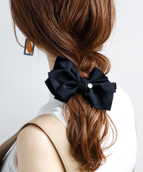 ANEMONE（アネモネ） ヘアクリップ シックカラーリボンのサテンバナナ